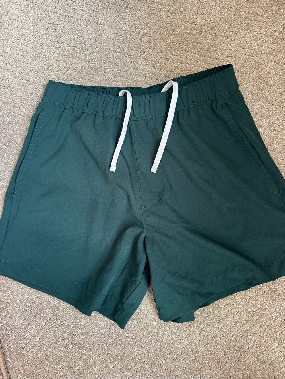 Hollister Men's Athletic Shorts in Dark Green with White Drawstring